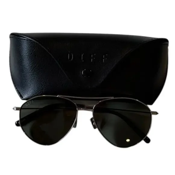 DIFF Scout Aviator Sunglasses Diff Eyewear Scout Silver Metal Gray Aviator Sunglasses W  main image 2